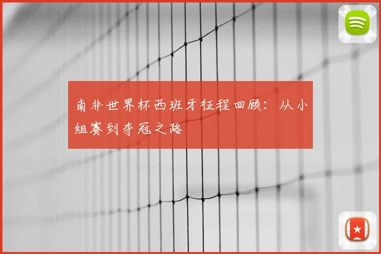 南非世界杯西班牙征程回顾：从小组赛到夺冠之路